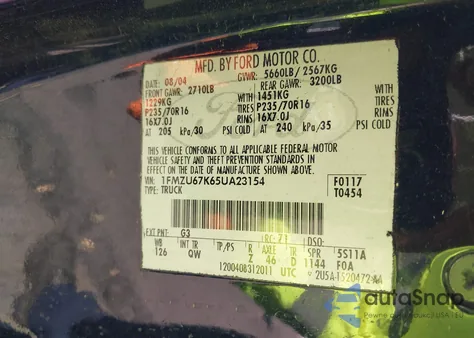 2005 Ford Explorer Sport Trac from USA, damaged, VIN 1FMZU67K65UA23154